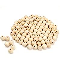 VABNEER 100 Piezas Abalorios Madera Natural Cuentas de Madera Redondas para las Decoraciones Hechas a mano de Bricolaje…